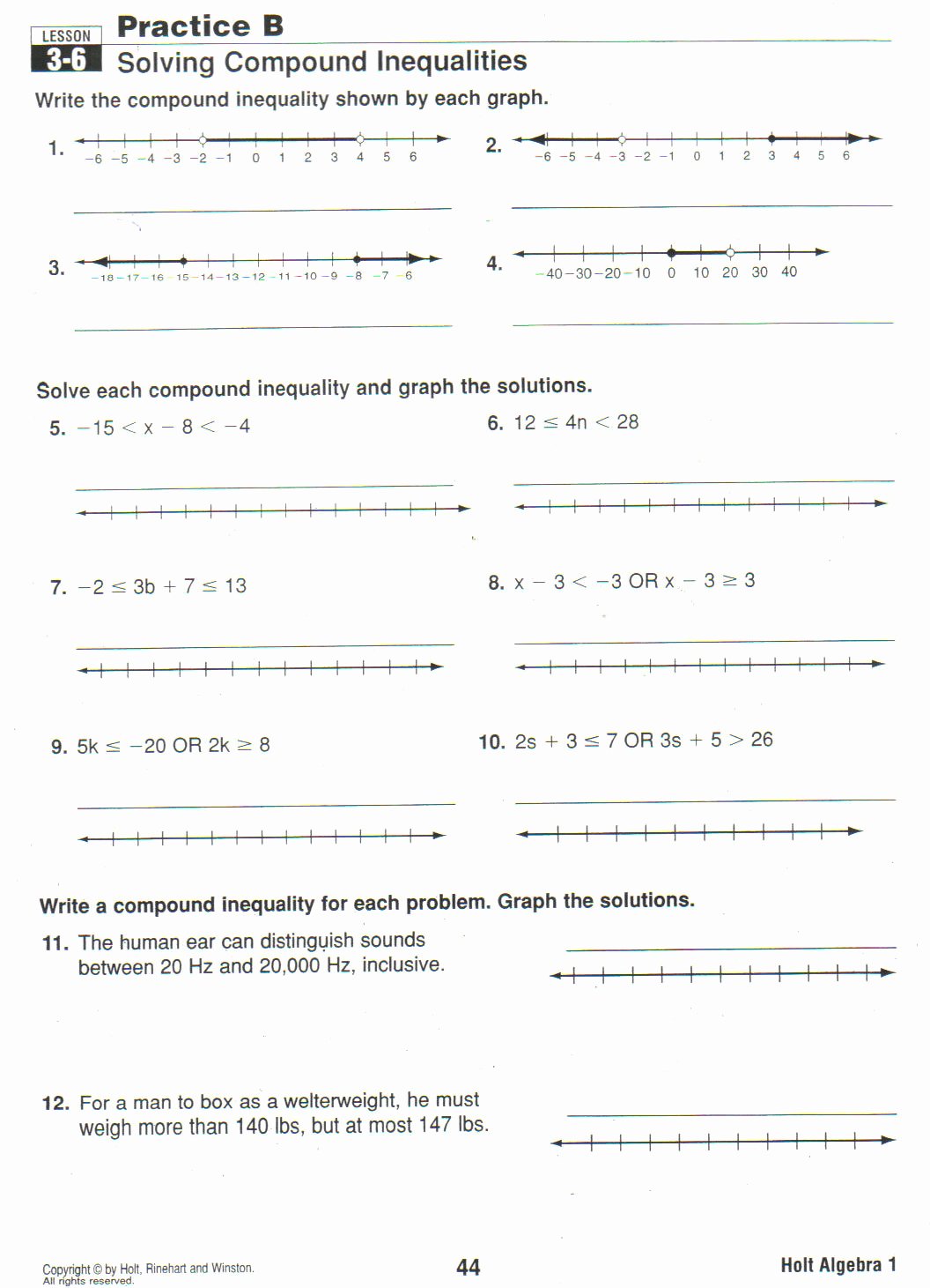 Featured image of post Compound Inequalities Word Problems Worksheet With Answers Pdf