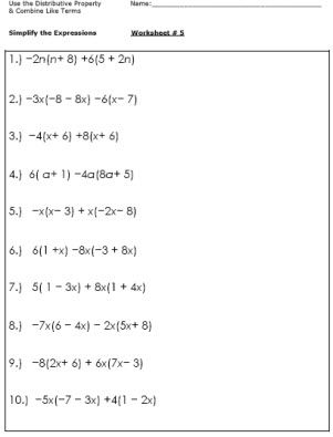 Featured image of post Distributive Property Algebraic Expressions Worksheet