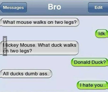 Featured image of post What Duck Walks On Two Legs Joke